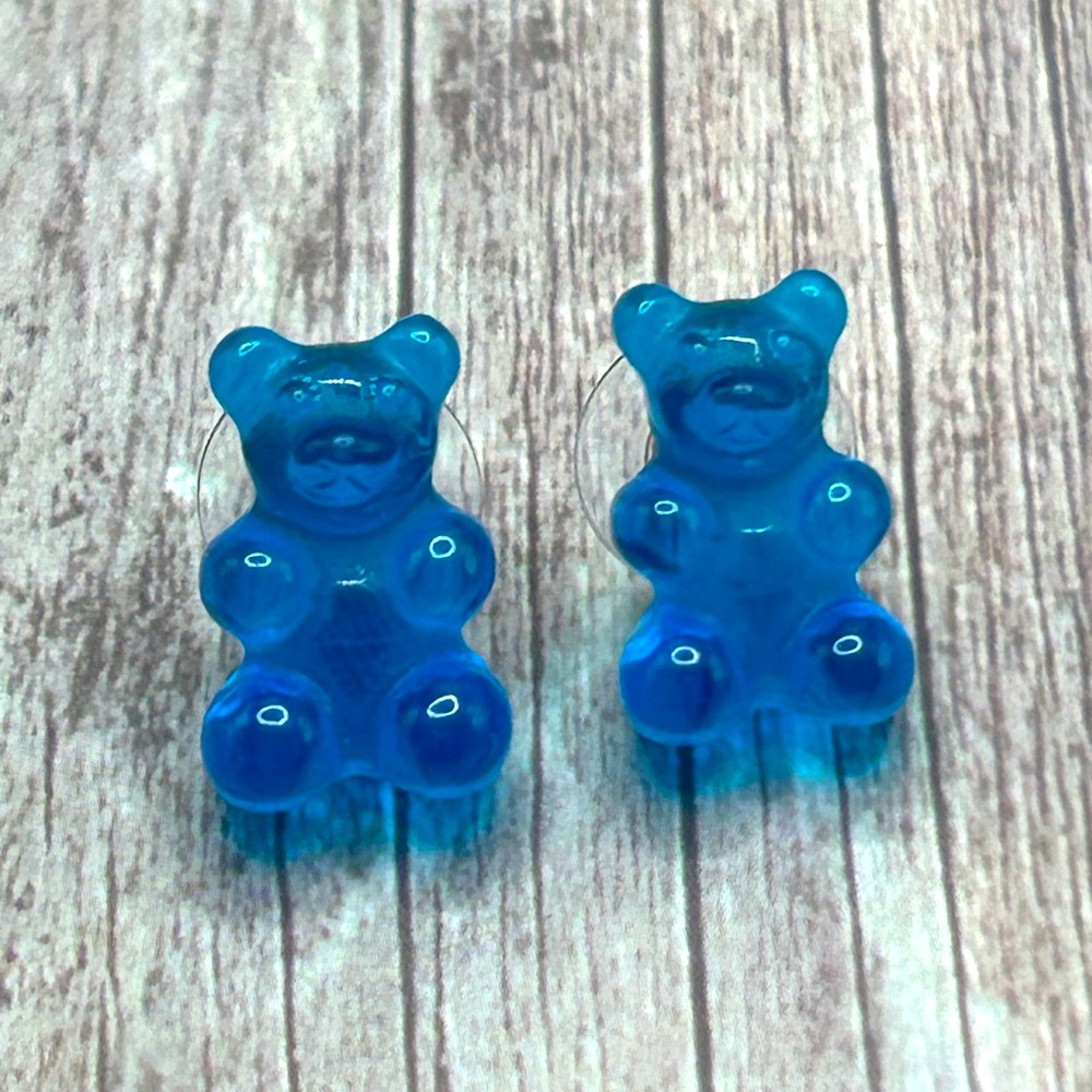 🧸NEW Gummy Bear Enamel Stud Earrings Blue